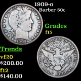 1909-o Barber Half Dollars 50c Grades f+