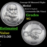 Leonardo DaVinci – “Concept Of Manned Flight” 1 Oz Silver Round Grades NG