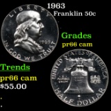 Proof 1963 Franklin Half Dollar 50c Grades GEM+ Proof Cameo