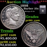 Proof ***Auction Highlight*** 1898 Barber Quarter 25c Graded pr66+ cam By SEGS (fc)