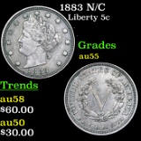 1883 N/C Liberty Nickel 5c Grades Choice AU