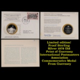 Limited edition! Proof Sterling Silver 1978 Old Print of Guernsey International Postmasters Associat