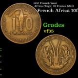 1957 French West Africa (Togo) 10 Francs KM-8 Grades vf++