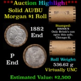***Auction Highlight***  AU/BU Slider Brinks Shotgun Morgan $1 Roll 1882 & 'P' Ends Virtually UNC (f