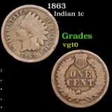 1863 Indian Cent 1c Grades vg+