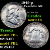 1949-p Franklin Half Dollar 50c Grades Choice Unc+ FBL