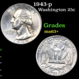 1943-p Washington Quarter 25c Grades Select+ Unc