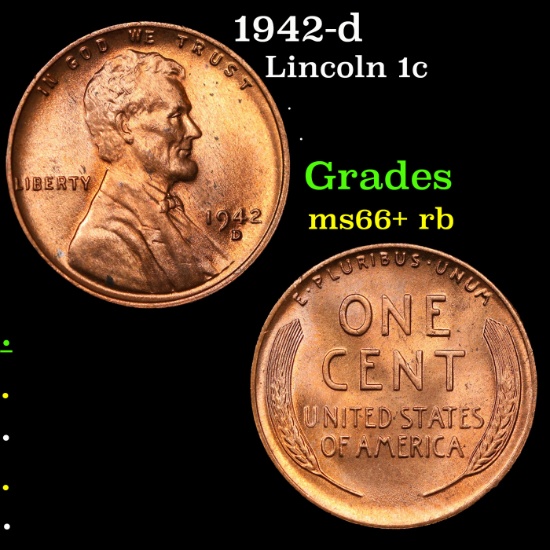 1942-d Lincoln Cent 1c Grades GEM++ RB