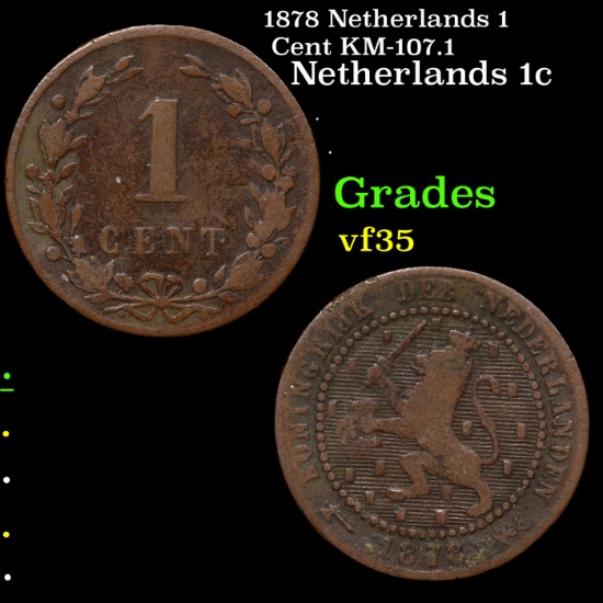 1878 Netherlands 1 Cent KM-107.1 Grades vf++