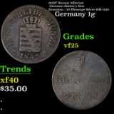 1847F Saxony-Alberine (German States) 1 Neu-Groschen / 10 Pfennige Silver KM-1159 Grades vf+