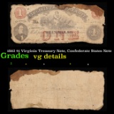 1862 $1 Virginia Treasury Note, Confederate States Note Grades vg details