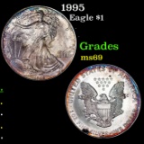 1995 Silver Eagle Dollar $1 Grades ms69
