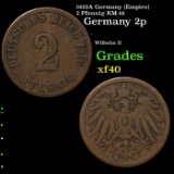 1910A Germany (Empire) 2 Pfennig KM-16 Grades xf
