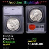 ***Auction Highlight*** 1935-s Peace Dollar $1 Graded ms66 BY SEGS (fc)