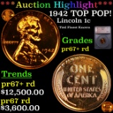 Proof ***Auction Highlight*** 1942 Lincoln Cent TOP POP! 1c Graded pr67+ rd BY SEGS (fc)
