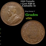 1916 Canada 1 Cent KM-21 Grades vf++