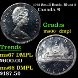 1965 Small Beads, Blunt 5 Canada Dollar $1 Grades GEM++ DMPL