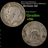 1922 Great Britain 6 Pence Sixpence Silver KM-815a.1 Grades vf++