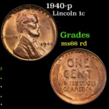 1940-p Lincoln Cent 1c Grades GEM+ Unc RD