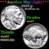 ***Auction Highlight*** 1935-p Buffalo Nickel 5c Grades GEM++ Unc (fc)