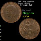 1936 Great Britain 1 Penny KM-838 Grades Choice AU/BU Slider