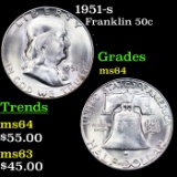1951-s Franklin Half Dollar 50c Grades Choice Unc