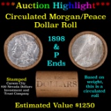 ***Auction Highlight*** Shotgun 1898 & 'P' Ends Mixed Morgan/Peace Silver dollar roll, 20 coin Carso