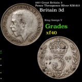 1917 Great Britain 3 Pence Threepence Silver KM-813 Grades xf