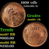 1909 vdb Lincoln Cent 1c Grades GEM++ RB