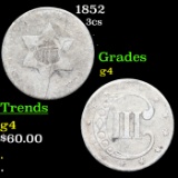 1852 Three Cent Silver 3cs Grades g, good