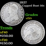 1827 Capped Bust Half Dollar 50c Grades vf+