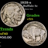1928-s Buffalo Nickel 5c Grades vf+
