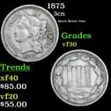 1875 Three Cent Copper Nickel 3cn Grades vf++
