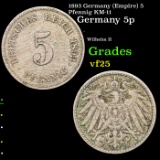 1893 Germany (Empire) 5 Pfennig KM-11 Grades vf+