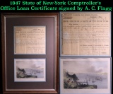 ***Auction Highlight*** 1847 State of New-York Comptroller's Office Loan Certificate signed by A. C.
