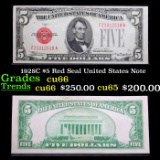 1928C $5 Red Seal United States Note Grades Gem+ CU