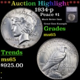 ***Auction Highlight*** 1934-p Peace Dollar $1 Graded ms65 BY SEGS (fc)