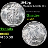 1941-p Walking Liberty Half Dollar 50c Grades GEM Unc