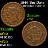1846 Sm Date Braided Hair Large Cent 1c Grades vf++