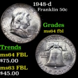 1948-d Franklin Half Dollar 50c Grades Choice Unc FBL
