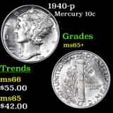 1940-p Mercury Dime 10c Grades GEM+ Unc