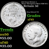 1919 Great Britain 3 Pence Threepence Silver KM-797.1 Grades xf+