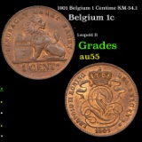 1901 Belgium 1 Centime KM-34.1 Grades Choice AU