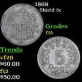 1868 Shield Nickel 5c Grades f+