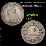 1898 Switzerland 1 Franc Silver KM-24 Grades vg+