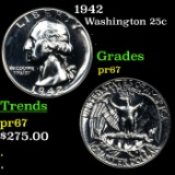 Proof 1942 Washington Quarter 25c Grades GEM++ Proof