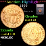 ***Auction Highlight*** 1866 Two Cent Piece 2c Graded ms64 rd BY SEGS (fc)