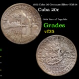 1952 Cuba 20 Centavos Silver KM-24 Grades vf++