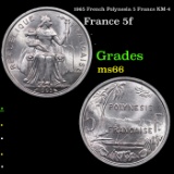 1965 French Polynesia 5 Francs KM-4 Grades GEM+ Unc