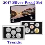 2017 United States Mint Silver Proof Set; 10 pcs, about about 1.4 ounces of pure silver.